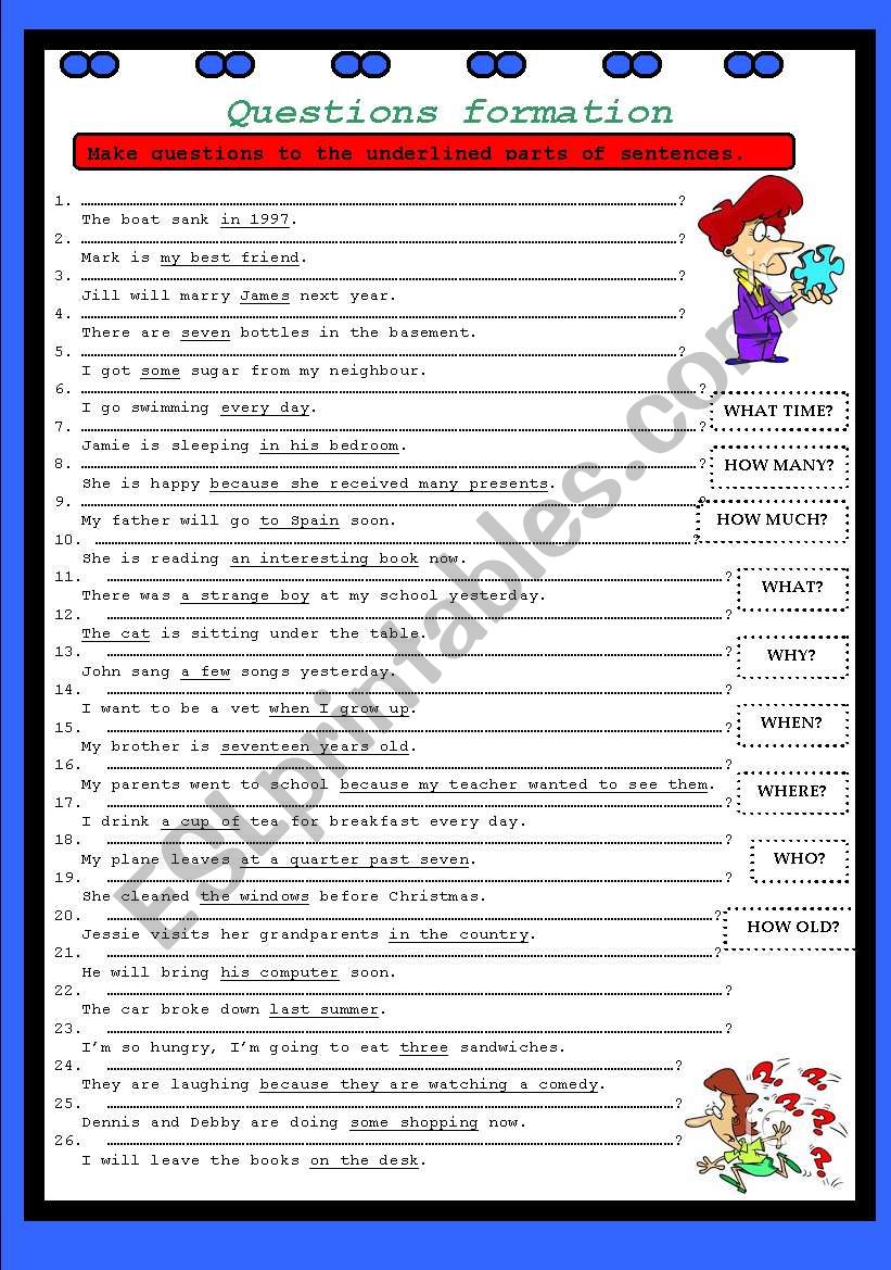 Question formation worksheet