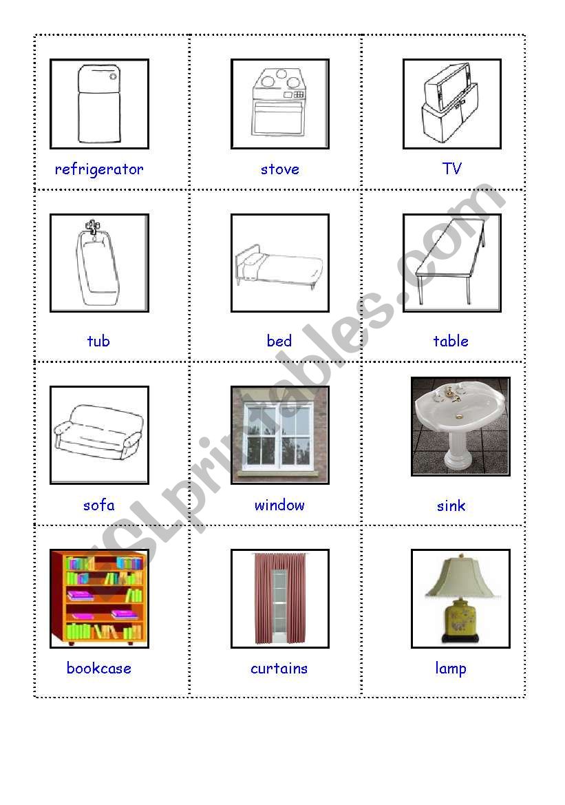 house objects worksheet