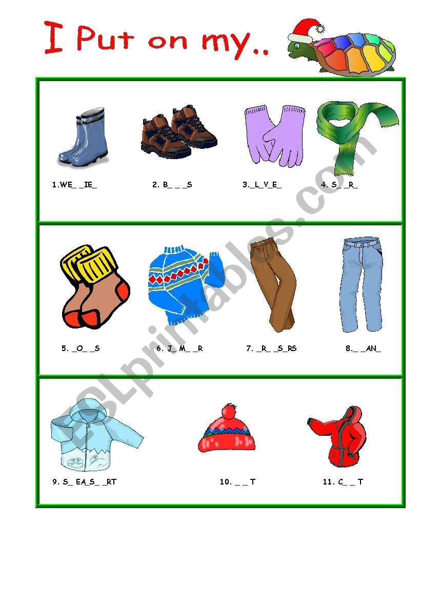WINTER CLOTHES worksheet