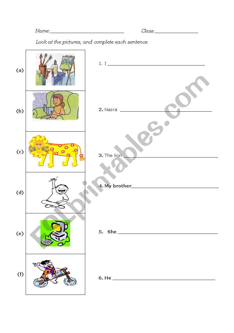 write sentences 4 worksheet