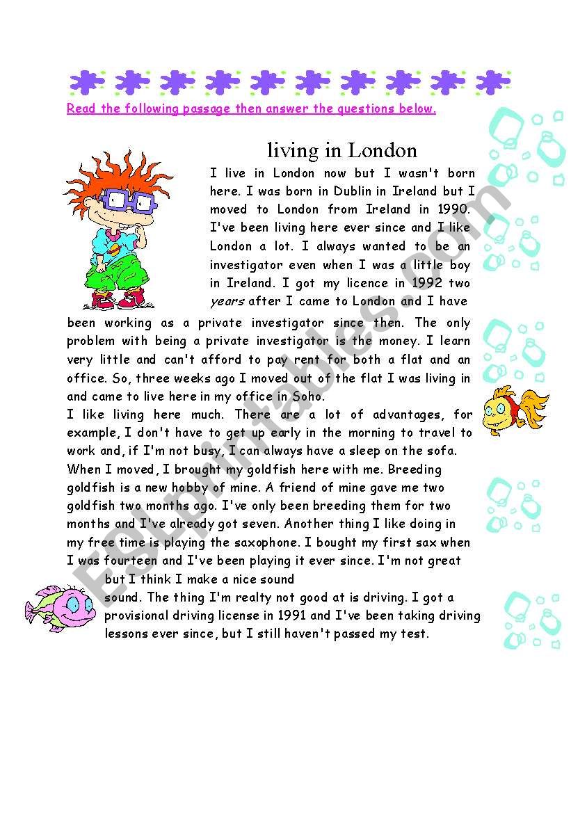 living in london worksheet