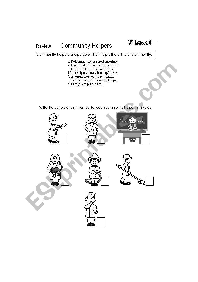 community helpers worksheet