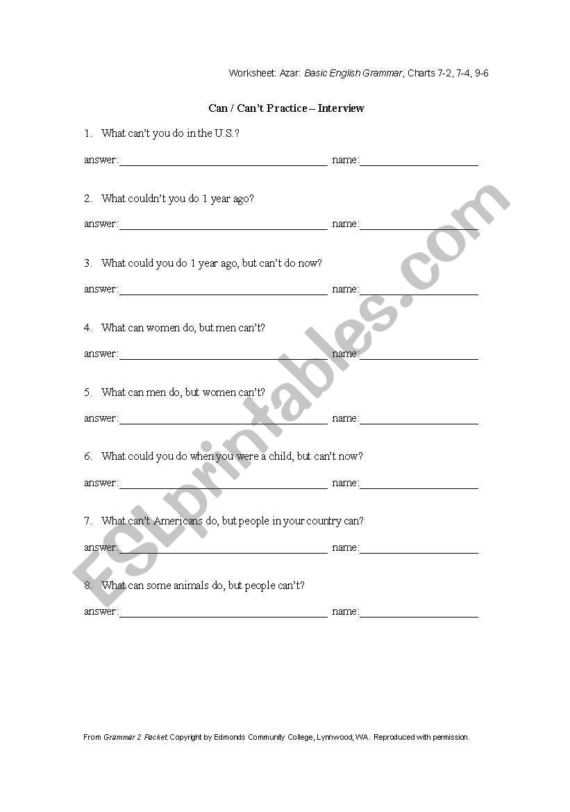 can/cant worksheet