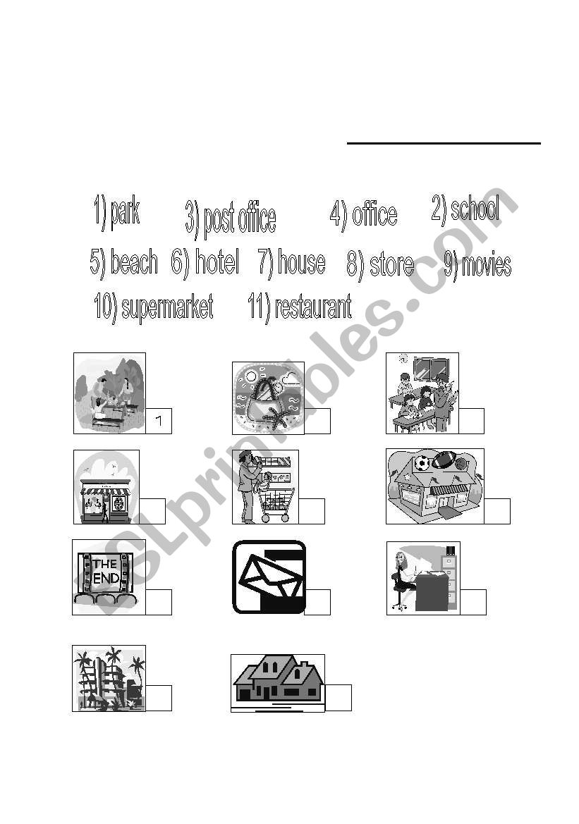 places worksheet