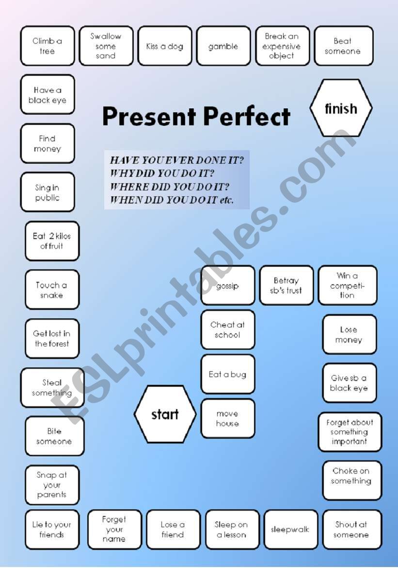 Present Perfect - Simple Past - a boardgame