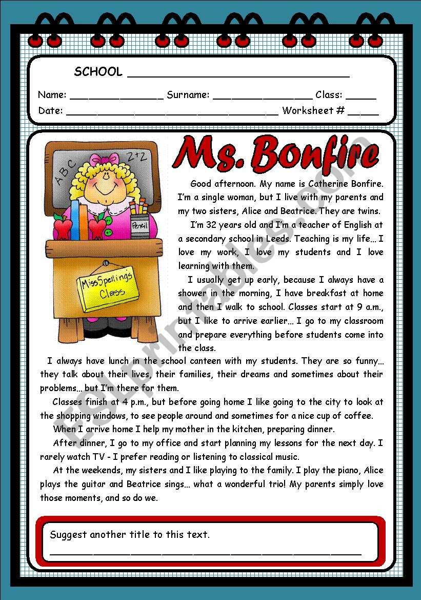 MS. BONFIRE ( 2 PAGES ) worksheet