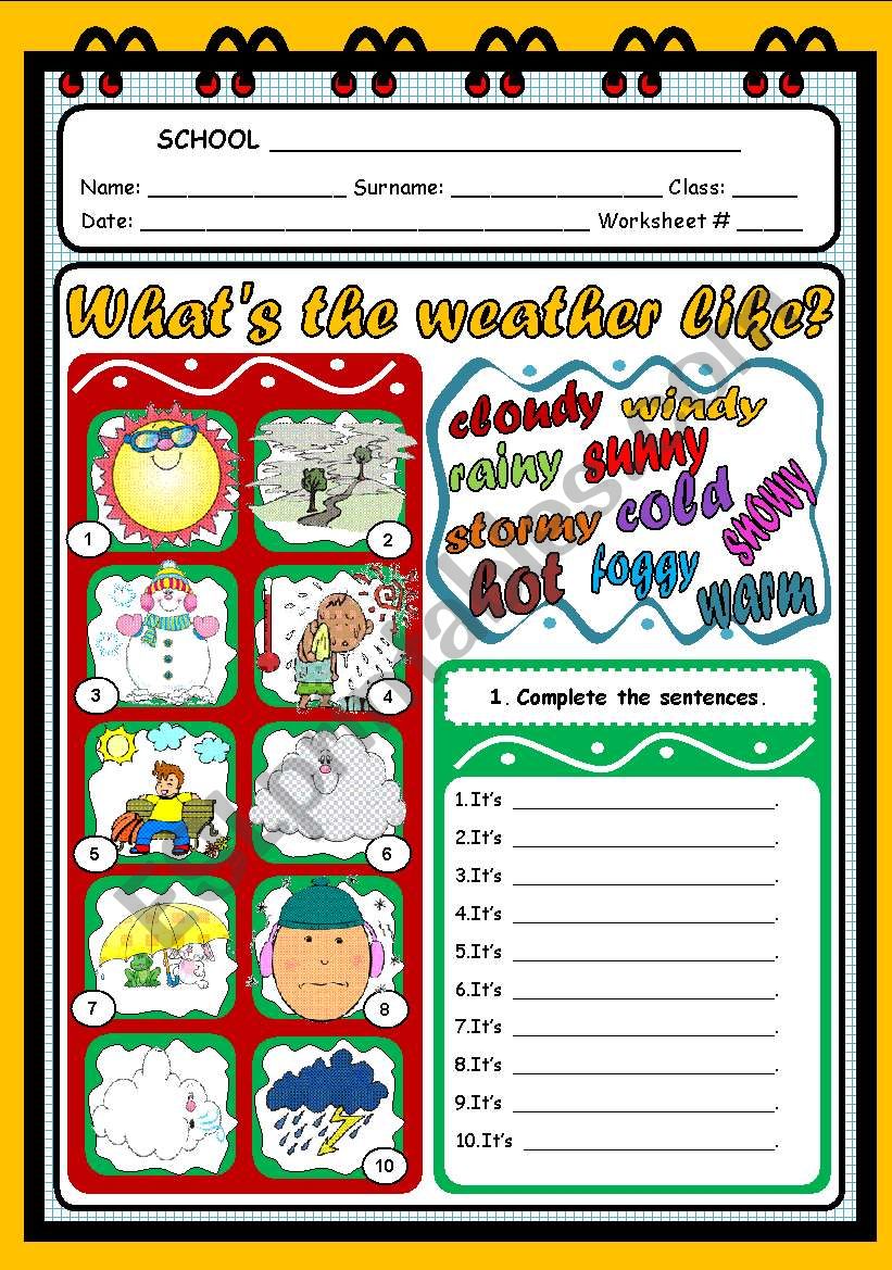 WHATS THE WEATHER LIKE? worksheet