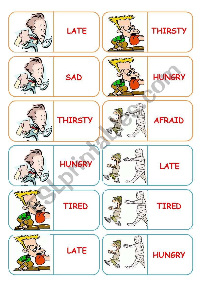 Adjectives dominoes - 4 pages - 28 dominoes - instructions included -  fully editable