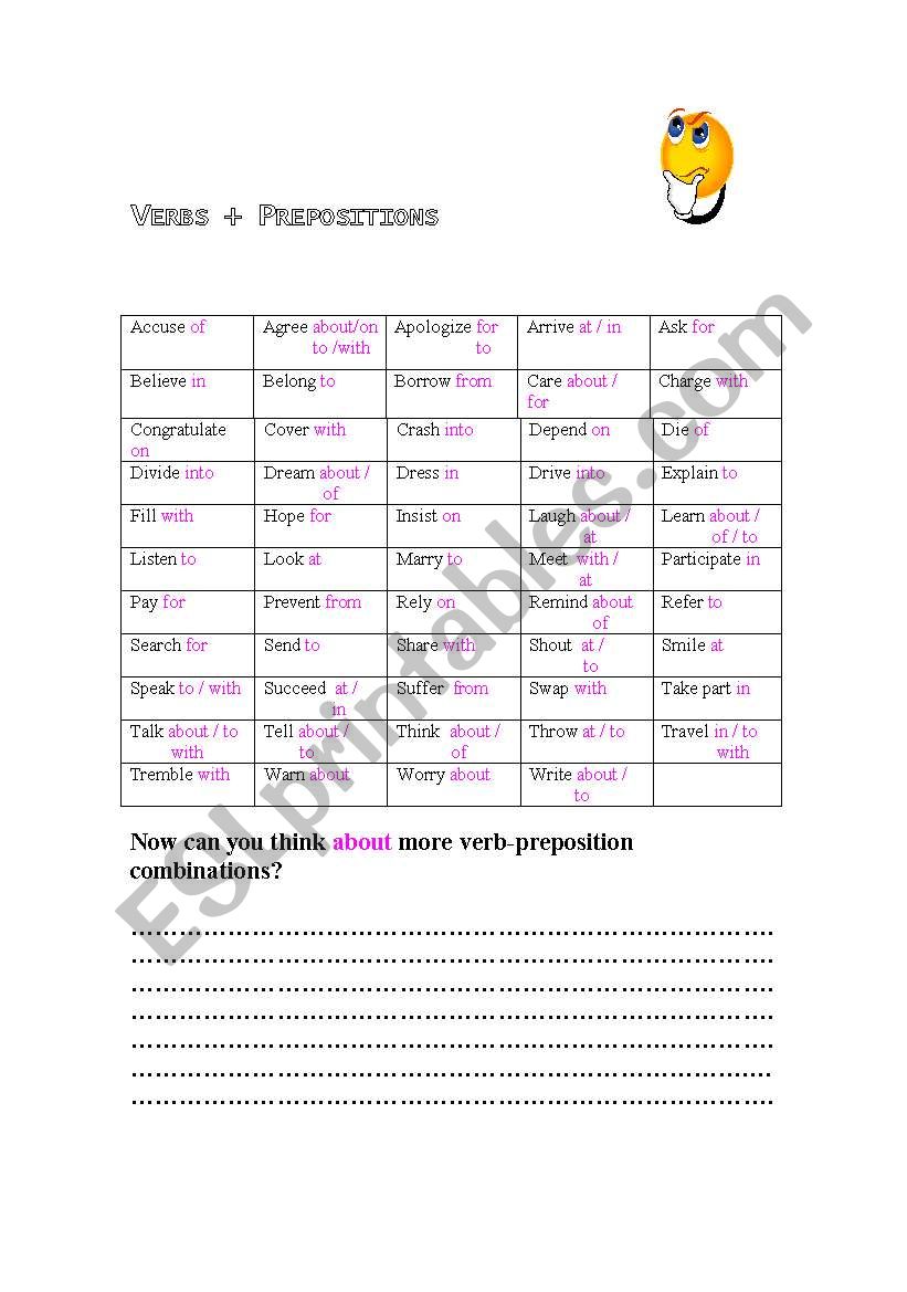 Verbs + Prepositions worksheet