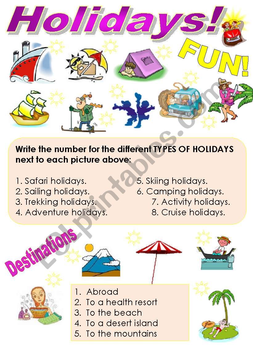 HOLIDAYS worksheet