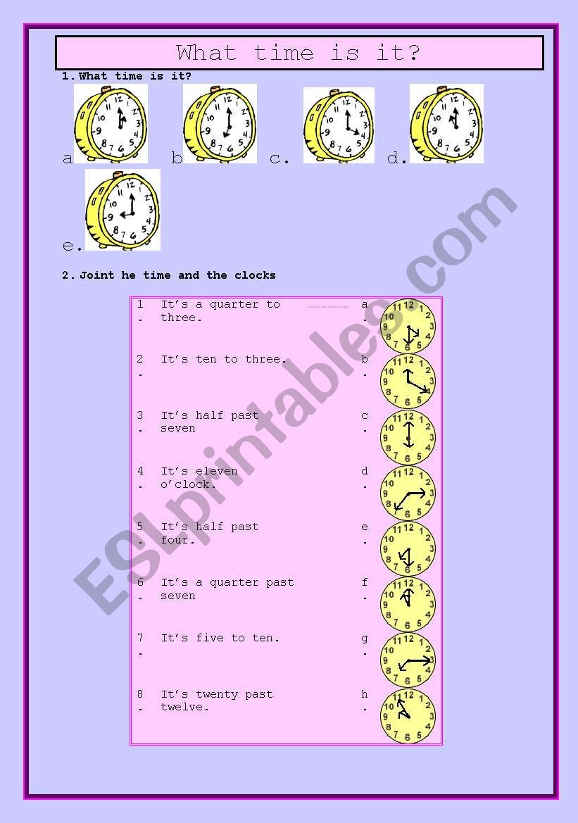 What time is it? worksheet