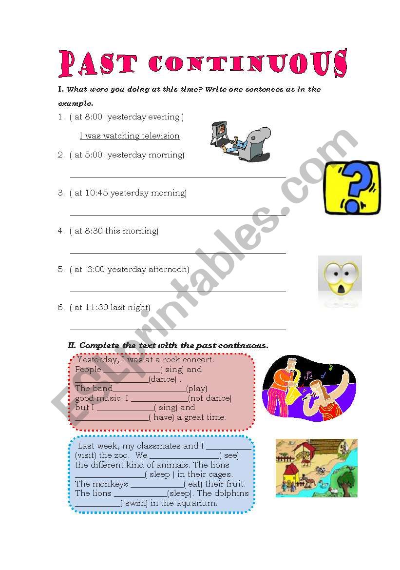 Past continuous - Clause When worksheet