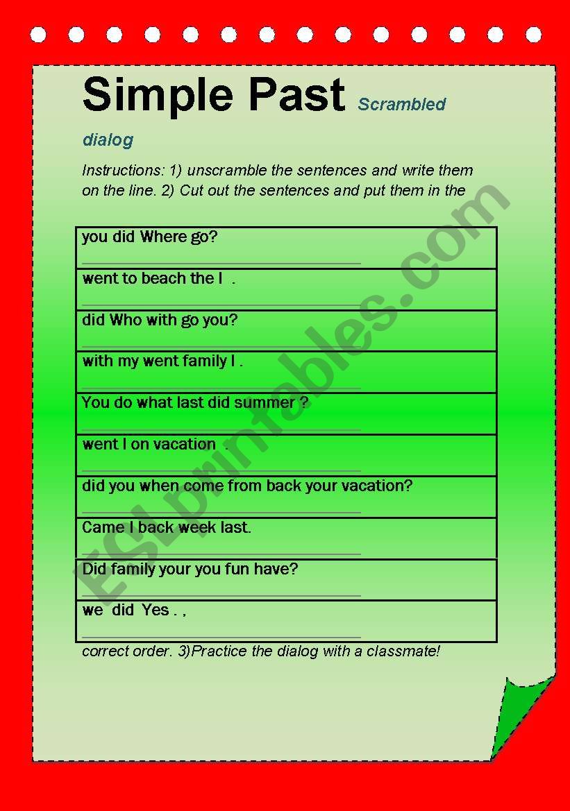 Simple Past Tense worksheet