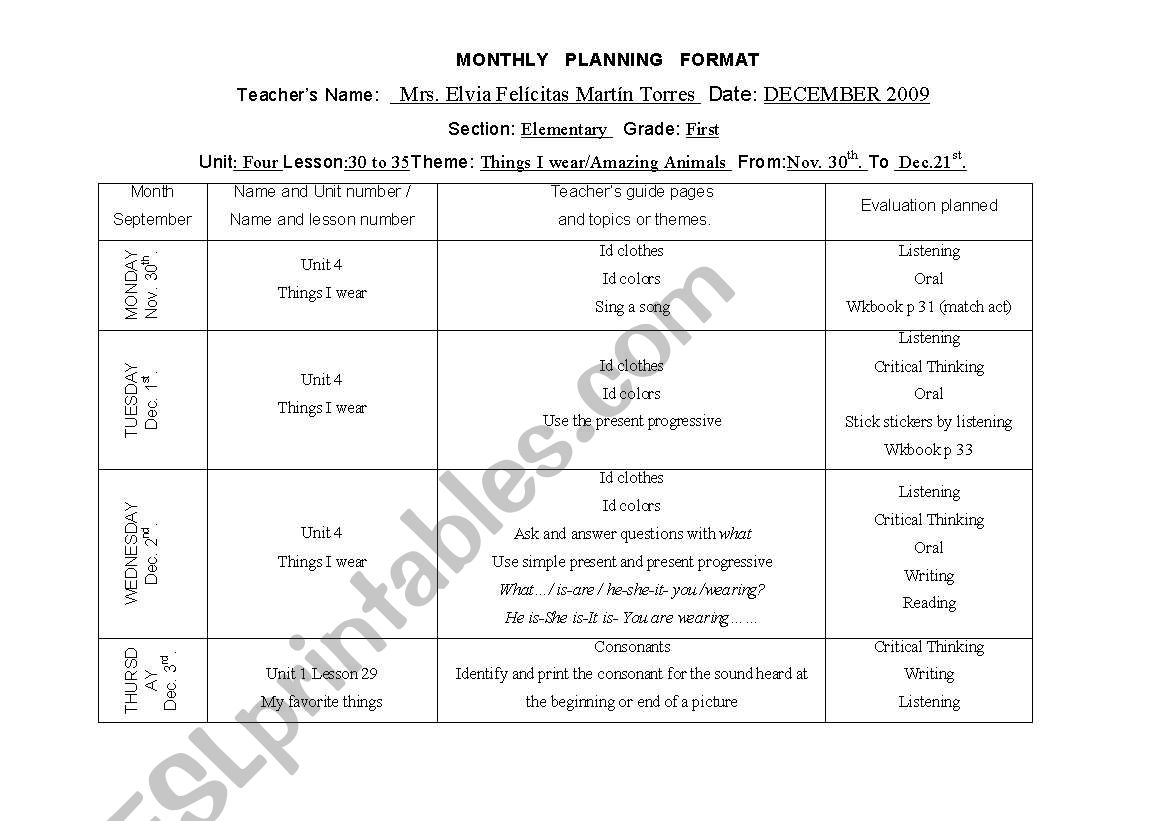 LESSON PLAN worksheet