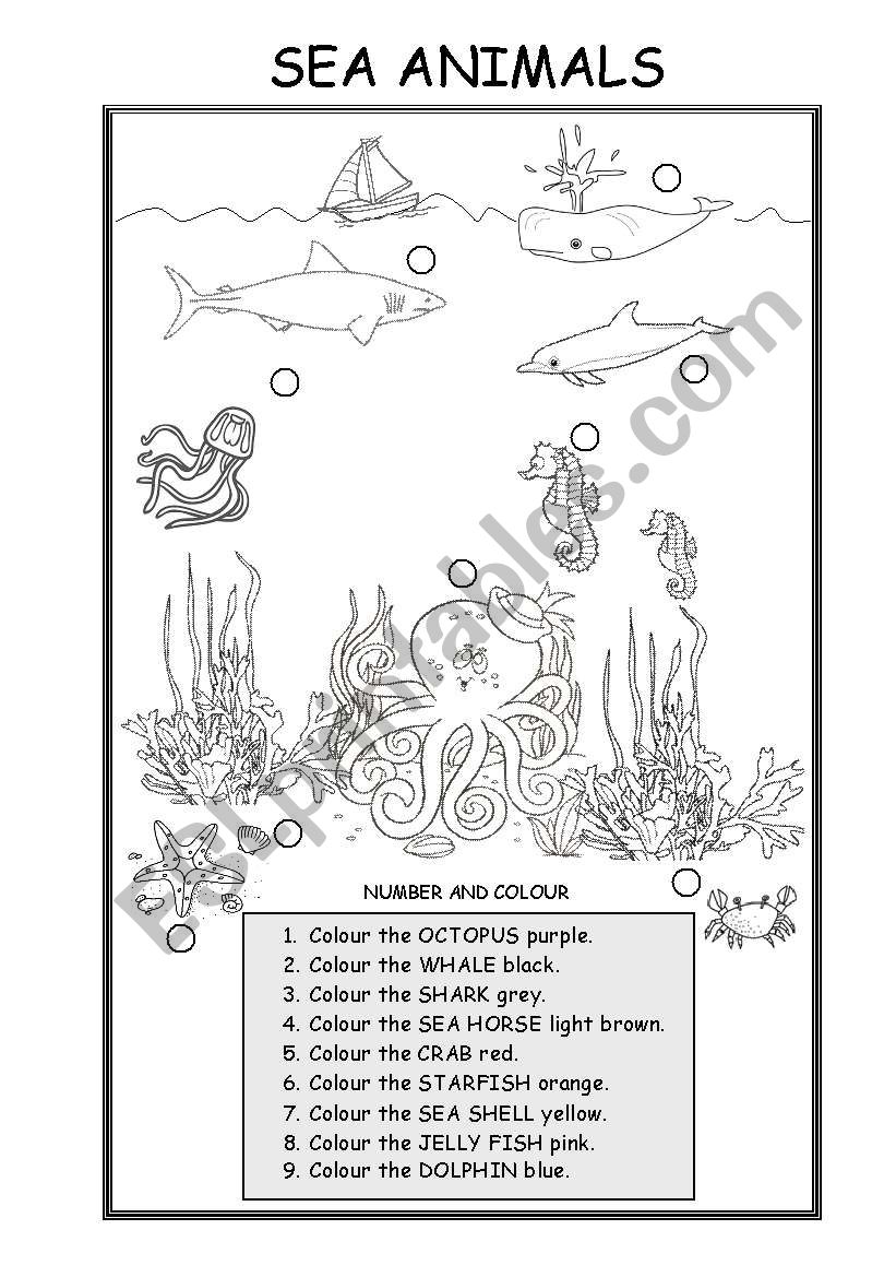 ANIMALS (SEA ANIMALS) worksheet