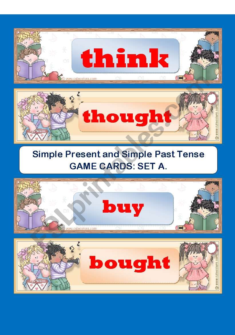 SIMPLE PRESENT AND PAST TENSE GAME CARD:SET A of SET E