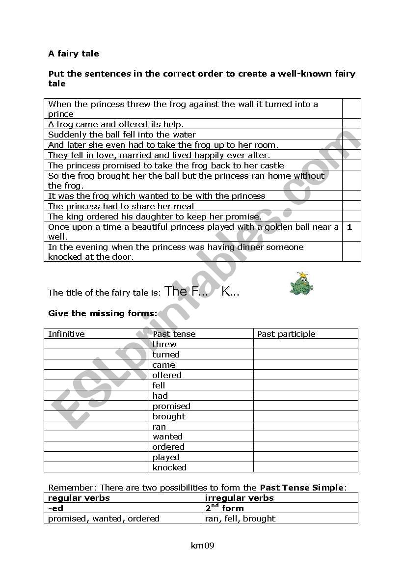 A fairy tale worksheet