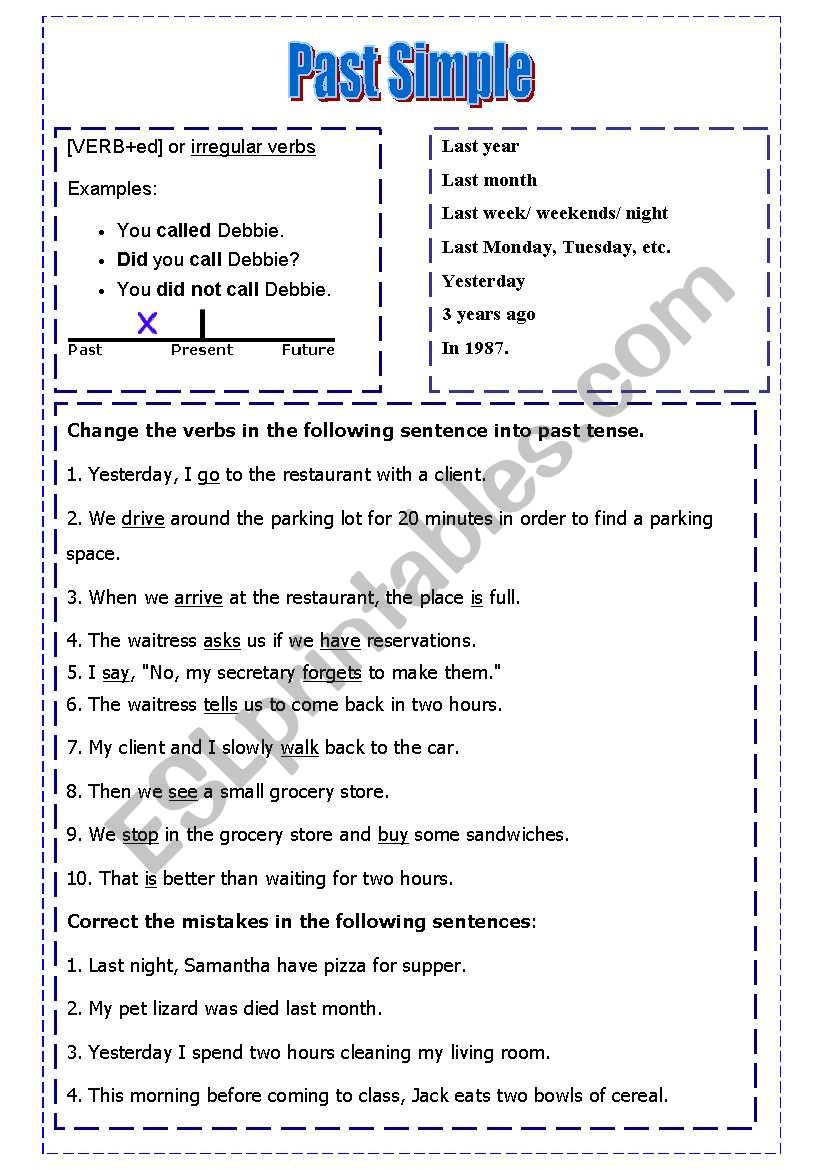 past simple worksheet