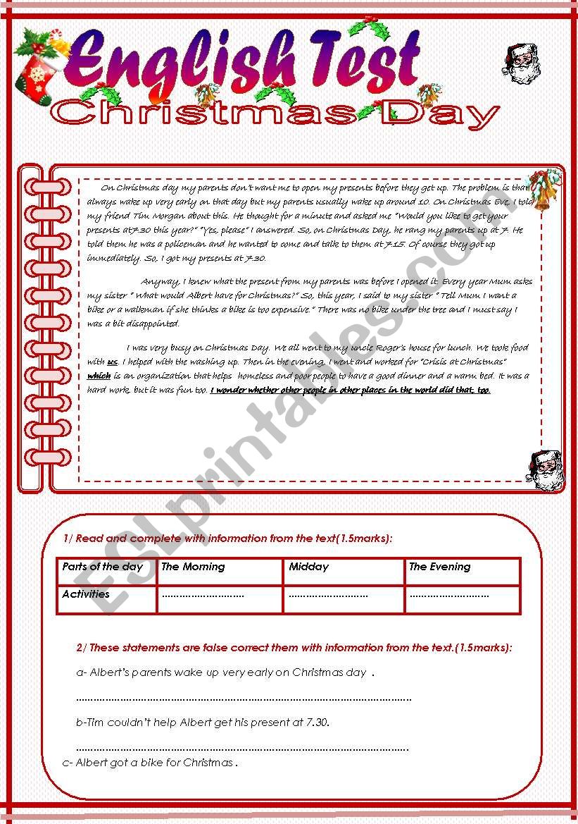 English Test(3 parts) Reading Comprehension/Grammar+ Vocabulary/Writing(+KEY)