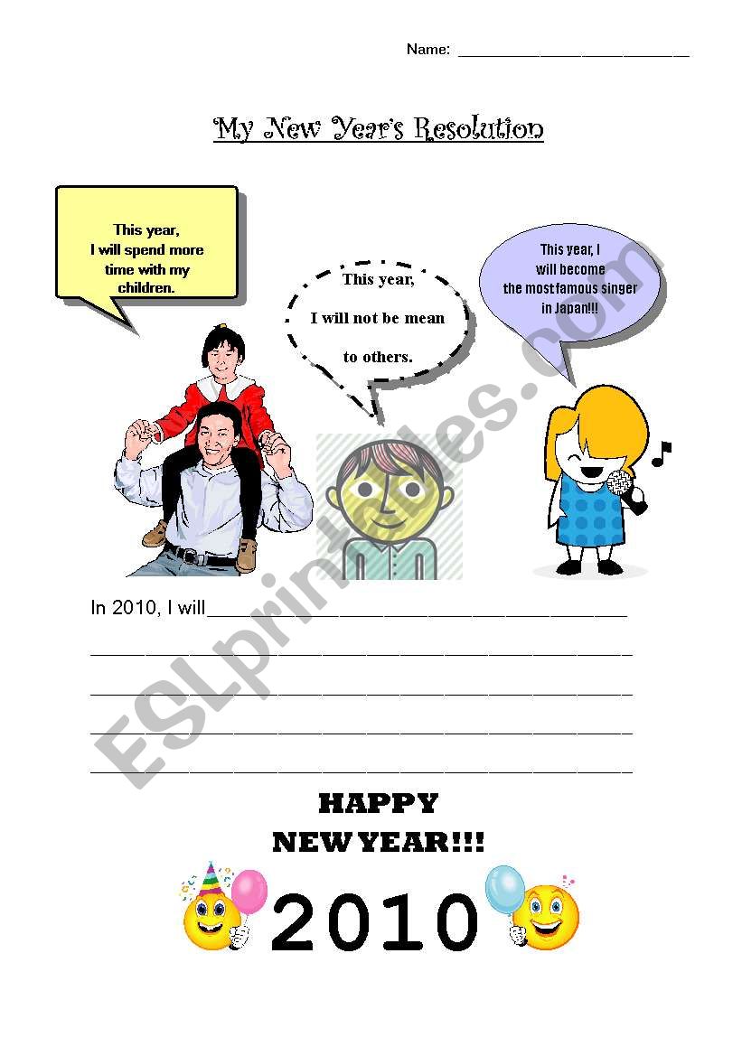 My New  Years Resolution worksheet
