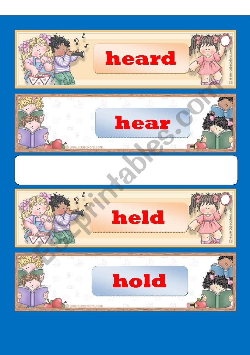 SIMPLE PRESENT AND PAST TENSE: GAME CARD SET C of SET E