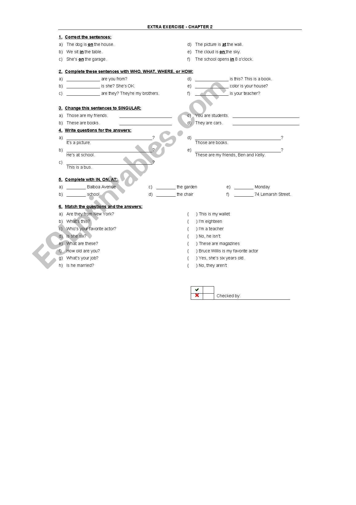 Prepositions worksheet