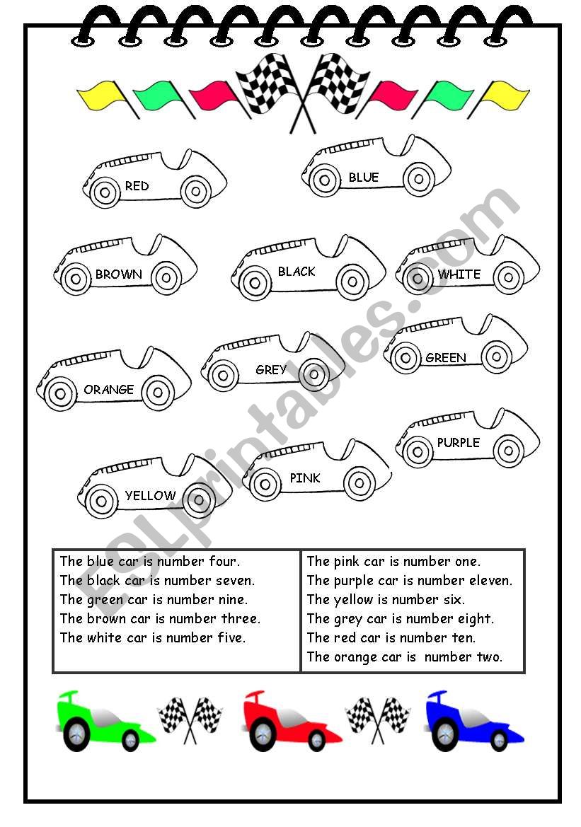 COLOUR CAR RACE worksheet