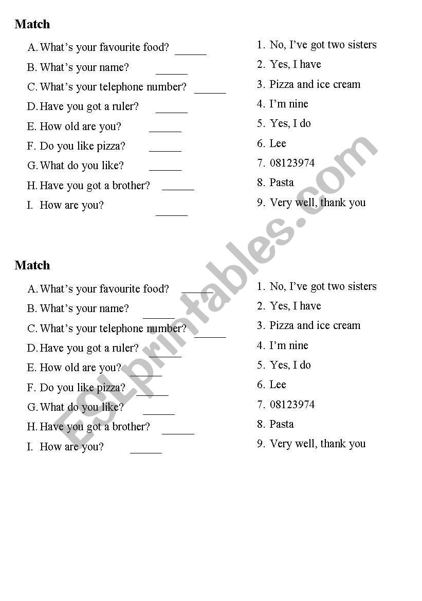 questions worksheet