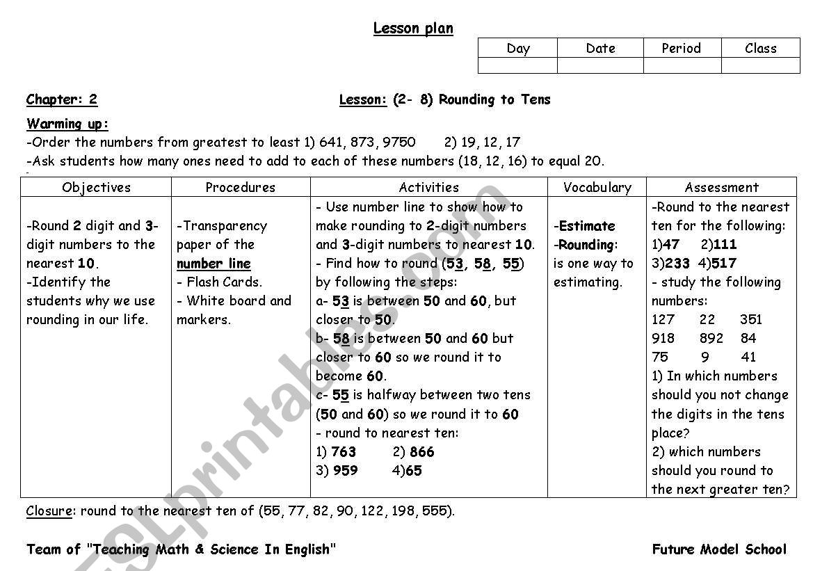 lesson plan worksheet