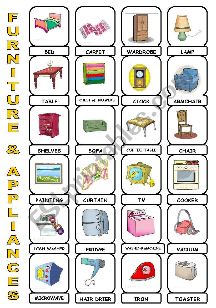 FURNITURE & APPLIANCES pictionary