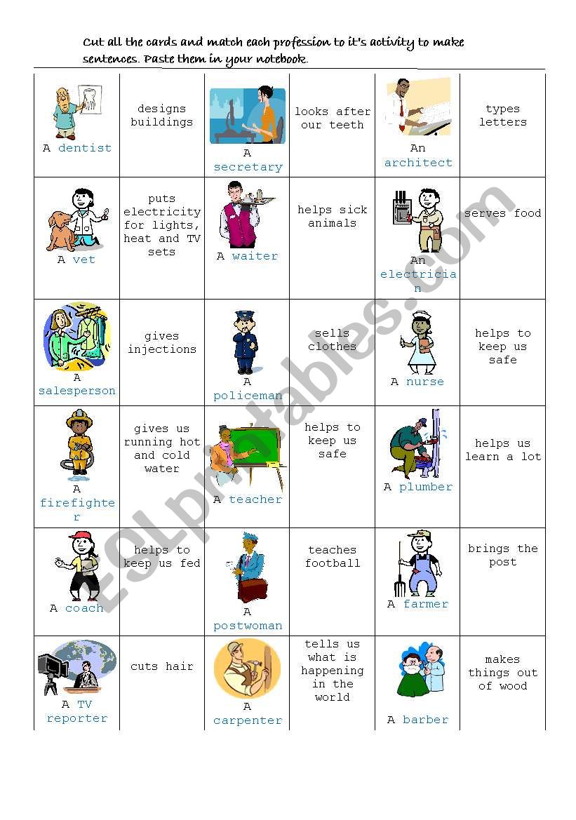 Jobs game worksheet