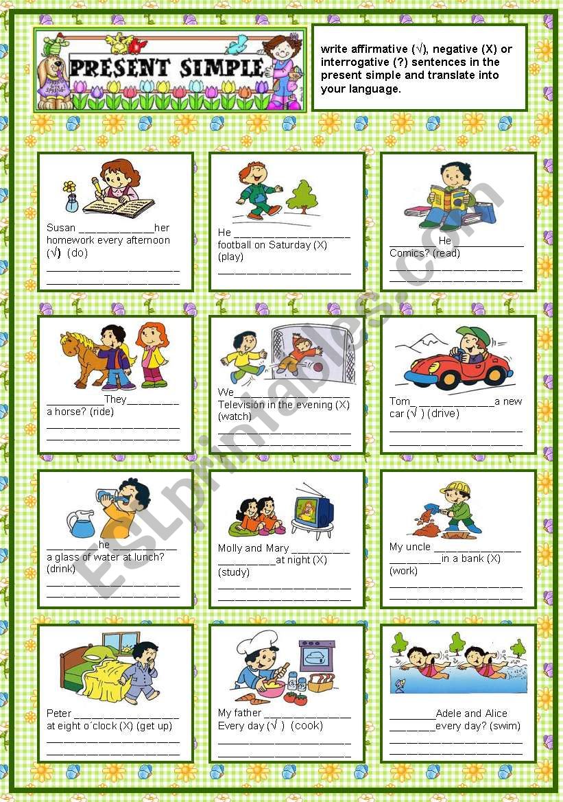 Present simple worksheet