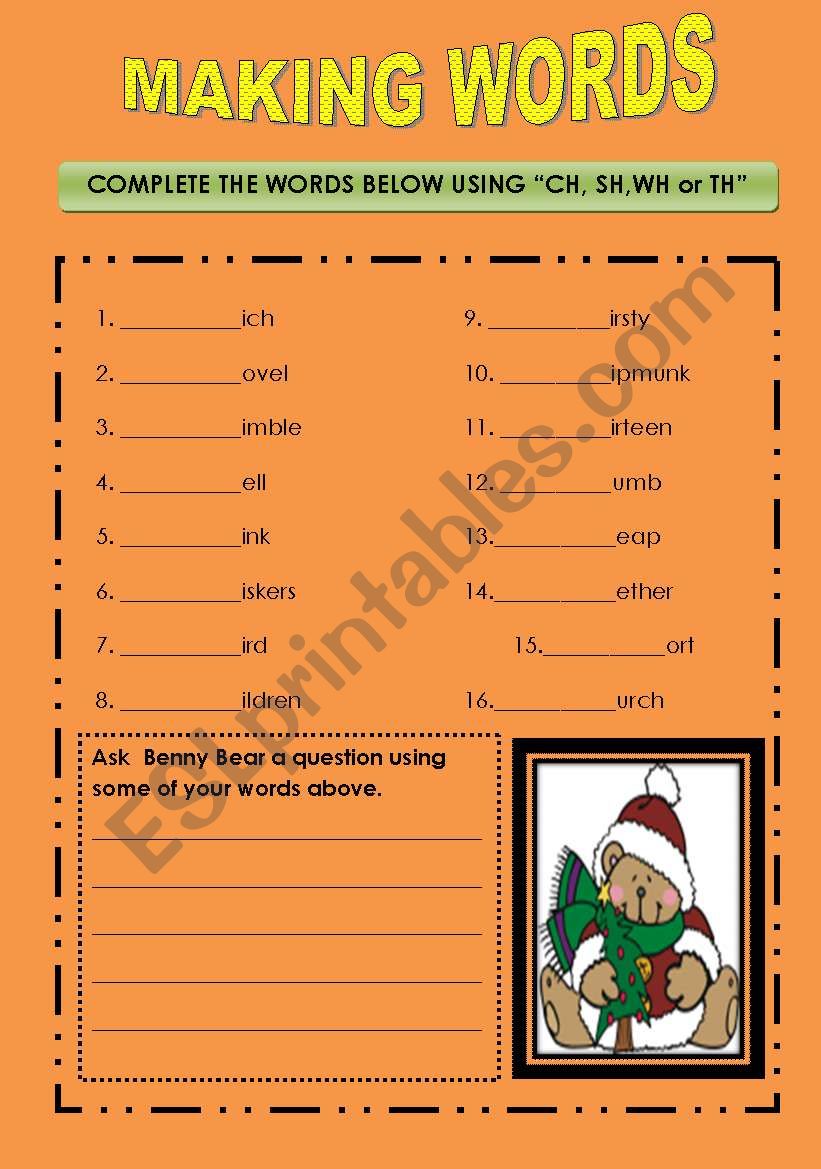 Making Words worksheet