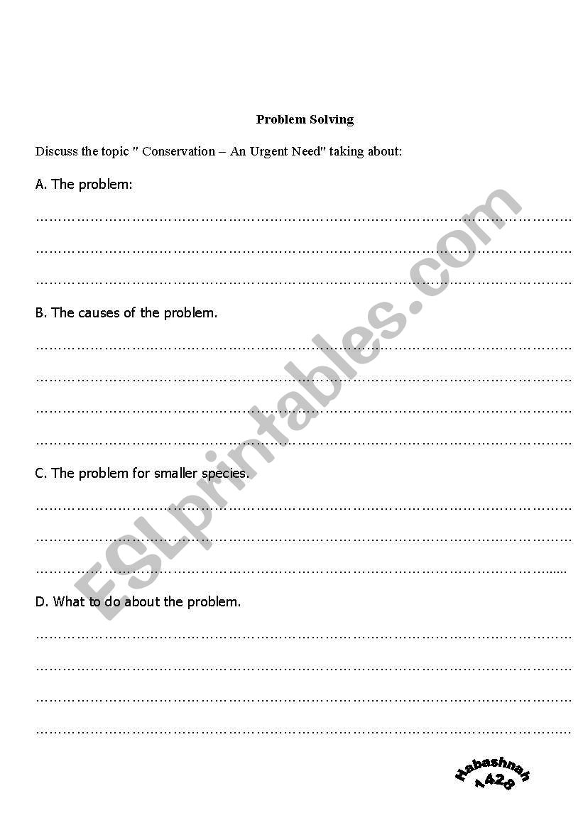 problem solving worksheet