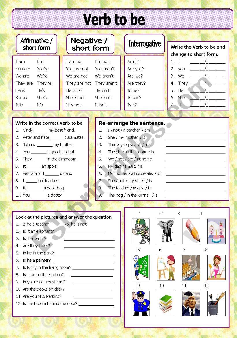 Verb to be  worksheet