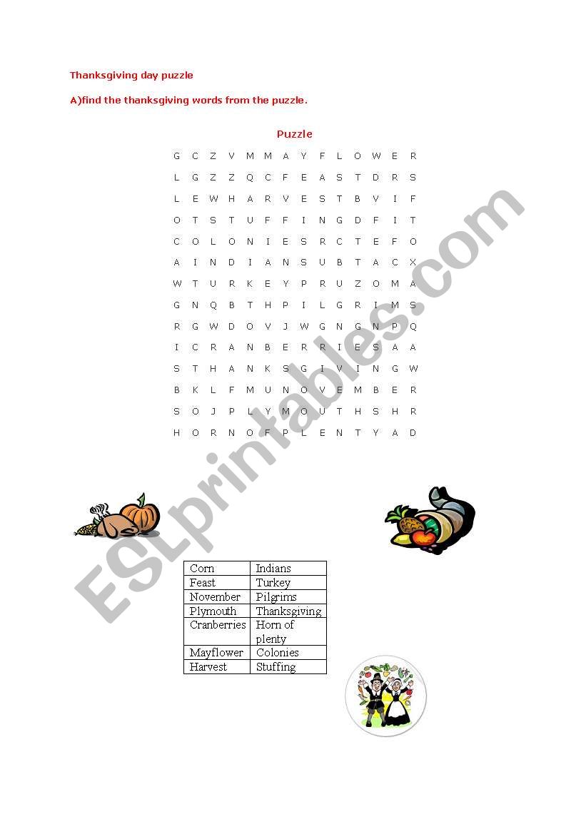thanksgiving puzzle worksheet