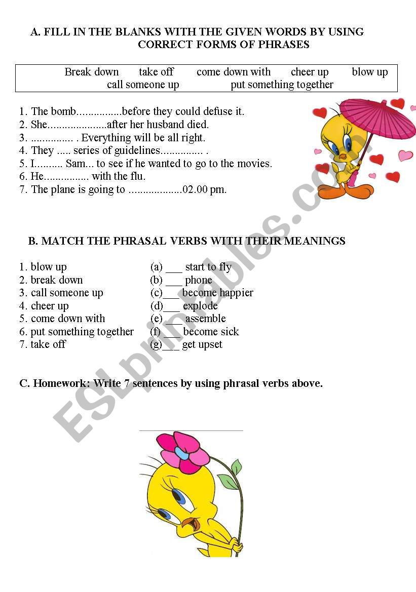 phrasal verbs worksheet