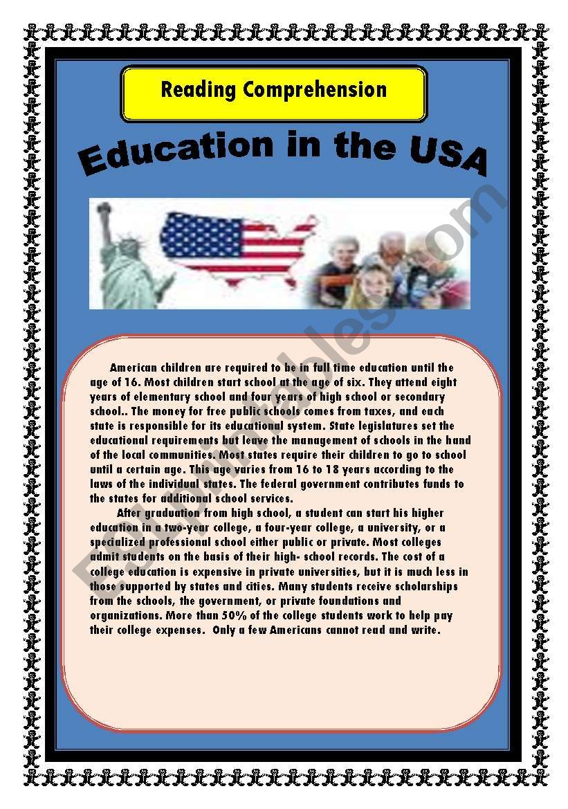 Education in the USA: Reading Comprehenson