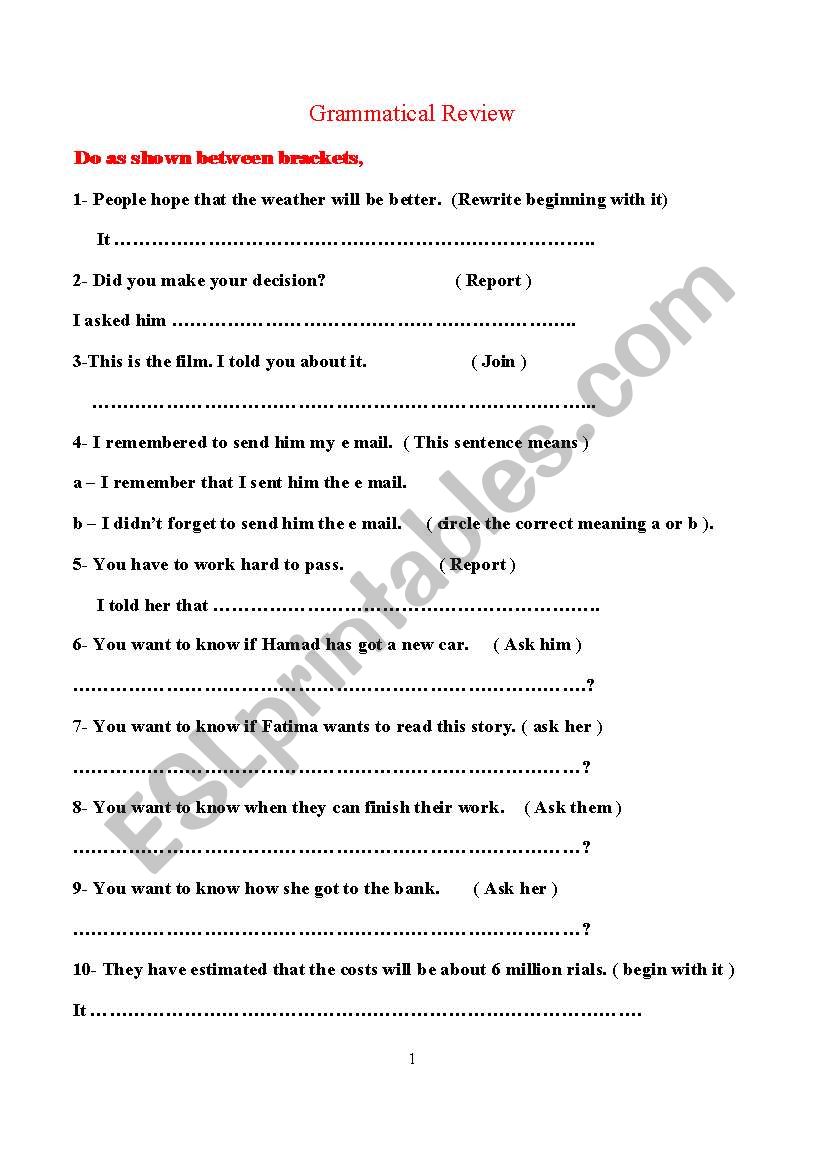 MR OMAR worksheet