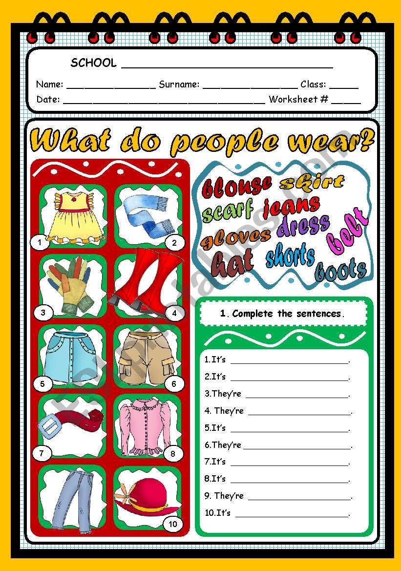 WHAT DO PEOPLE WEAR? worksheet