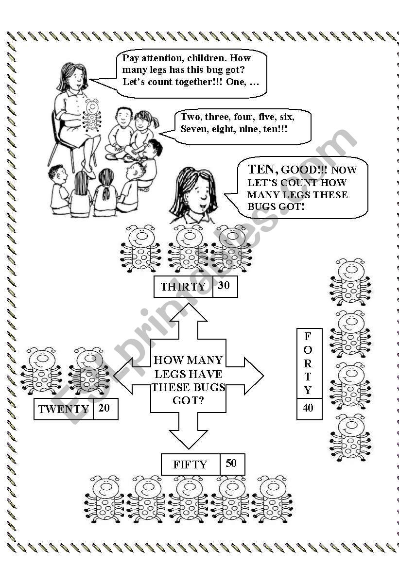 THE NUMBERS 10 TO 90 worksheet