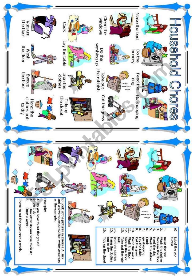 Household Chores worksheet