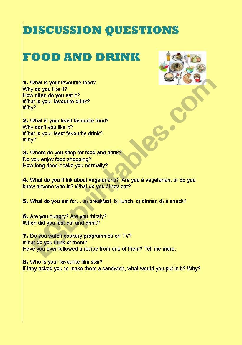 discussion questions - food and drinks