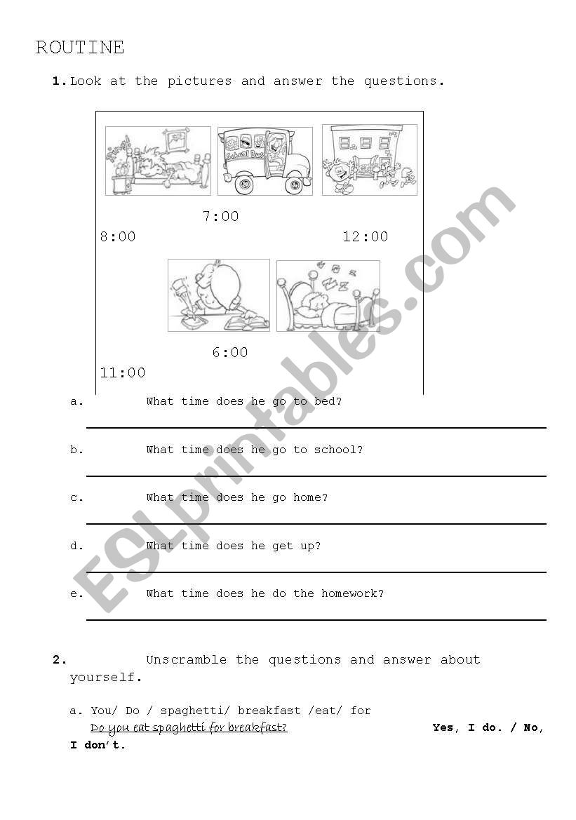 My Day worksheet