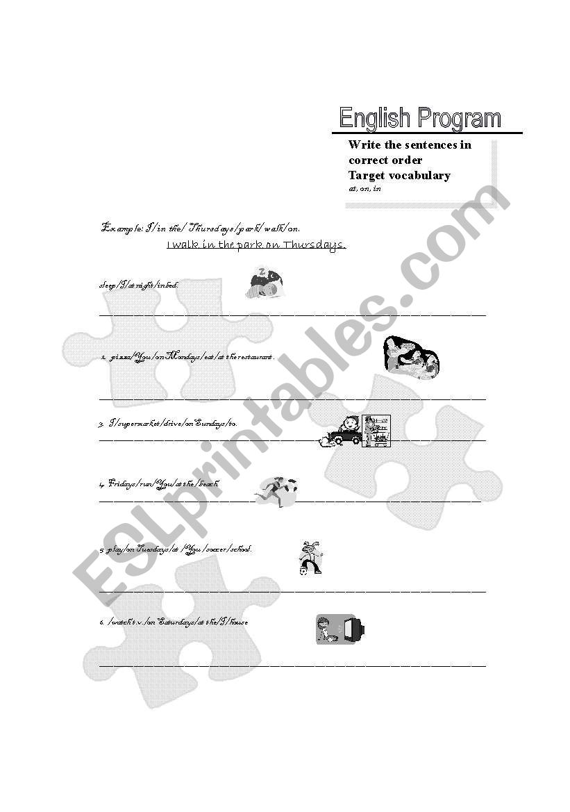 Daily Routines Sentences worksheet