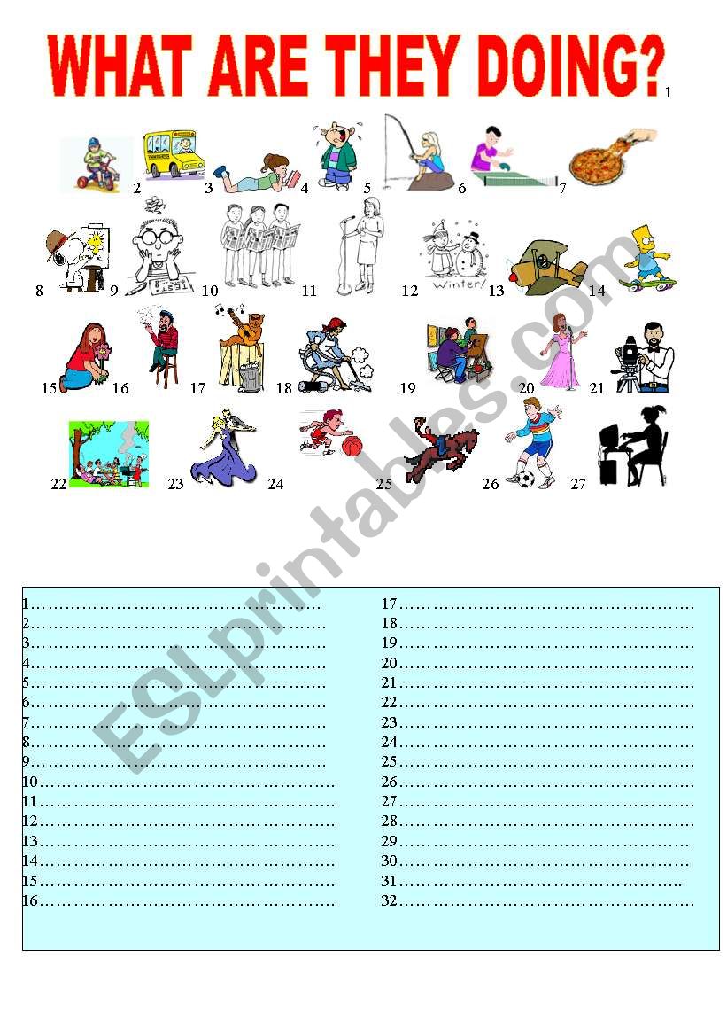 WHAT ARE THEY DOING? worksheet