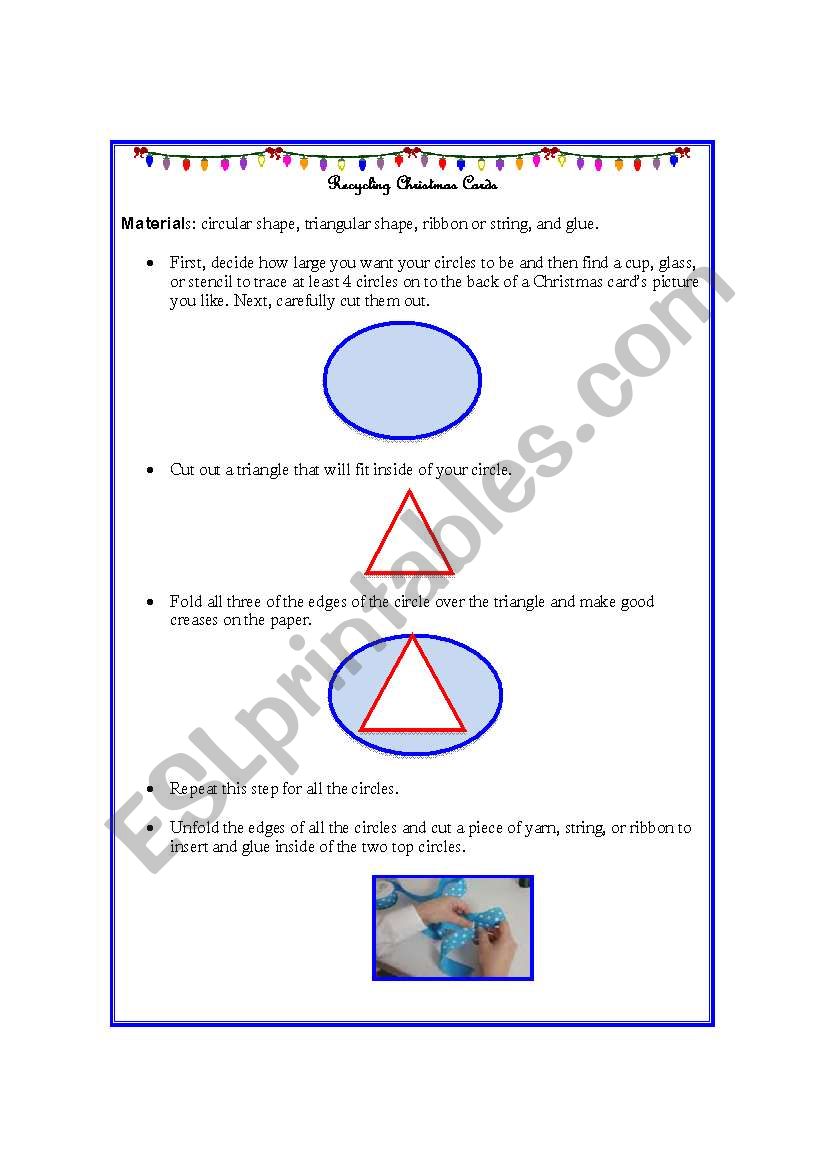 Recycling Christmas Cards worksheet