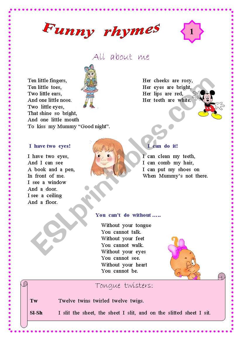 Funny rhymes for children. worksheet