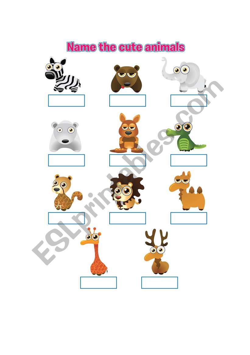 Name the cute animals worksheet