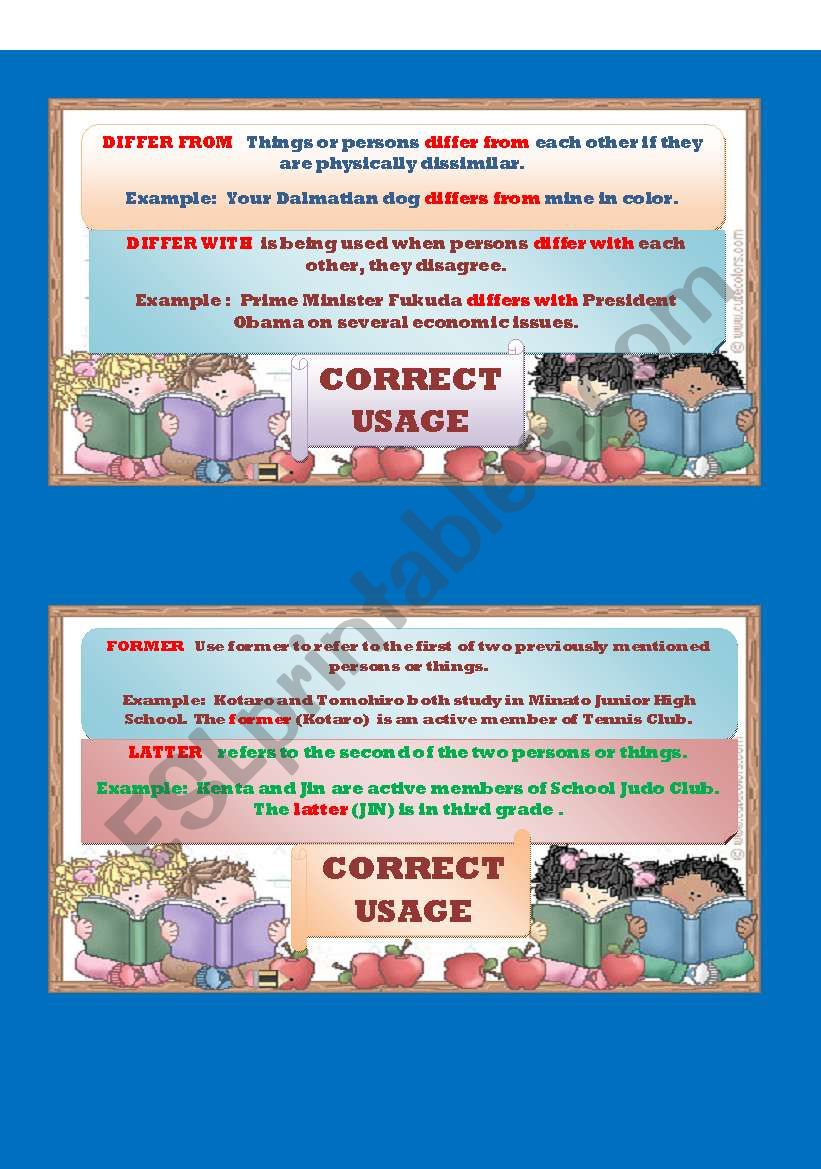 CORRECT USAGE GRAMMAR GUIDE:SET 3 of SET 10